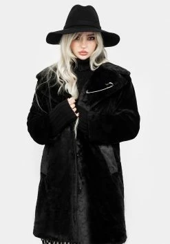 ORI1 Creature Oversized Fur Coat - Black