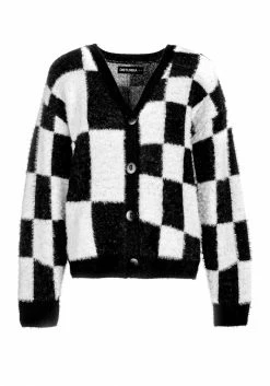 WEI1 Two-Tone Checkerboard Cardigan Tops