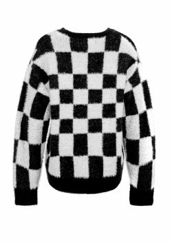 WEI1 Two-Tone Checkerboard Cardigan Tops