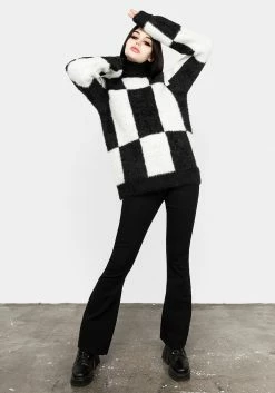 WEI1 Two-Tone Checkerboard Jumper Tops