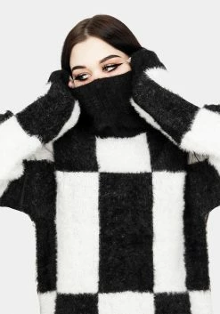 WEI1 Two-Tone Checkerboard Jumper Tops