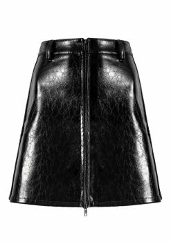 CHI1 Hellraisa Faux Leather A-Line Skirt Bottoms