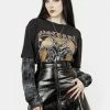 CHI1 Hellraisa Faux Leather A-Line Skirt Bottoms