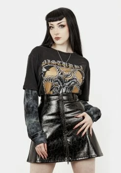 CHI1 Hellraisa Faux Leather A-Line Skirt Bottoms
