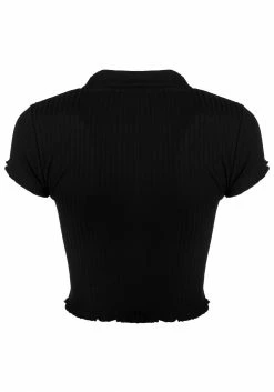 DDS1 Tops 666 Lettuce Edge Ribbed Crop Top