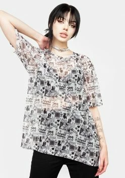 DDS1 Riot Oversized Print Mesh Tee Tops