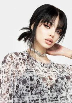 DDS1 Riot Oversized Print Mesh Tee Tops