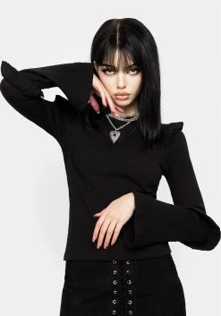 DMT1 Tops Wilhelmina Flare Sleeve Ruffle Top