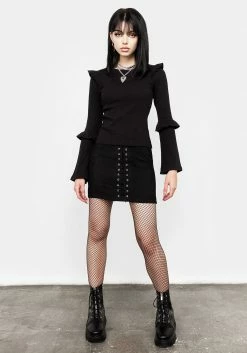 DMT1 Tops Wilhelmina Flare Sleeve Ruffle Top