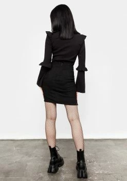 DMT1 Tops Wilhelmina Flare Sleeve Ruffle Top