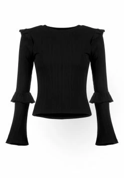 DMT1 Tops Wilhelmina Flare Sleeve Ruffle Top