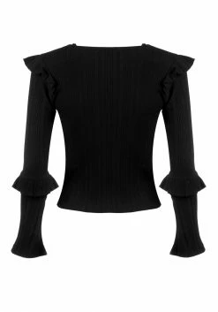 DMT1 Tops Wilhelmina Flare Sleeve Ruffle Top