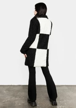 JAB1 Dreamtime Checkerboard Teddy Coat Outerwear