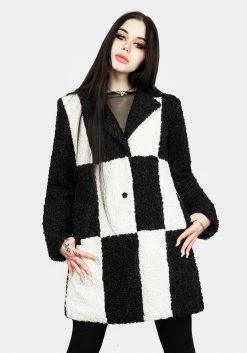 JAB1 Dreamtime Checkerboard Teddy Coat Outerwear