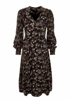 LVT1 Poisonous Plant Puff Sleeve Midi Dress