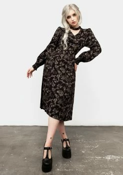 LVT1 Poisonous Plant Puff Sleeve Midi Dress