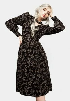 LVT1 Poisonous Plant Puff Sleeve Midi Dress