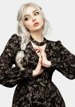 LVT1 Poisonous Plant Puff Sleeve Midi Dress