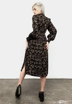 LVT1 Poisonous Plant Puff Sleeve Midi Dress