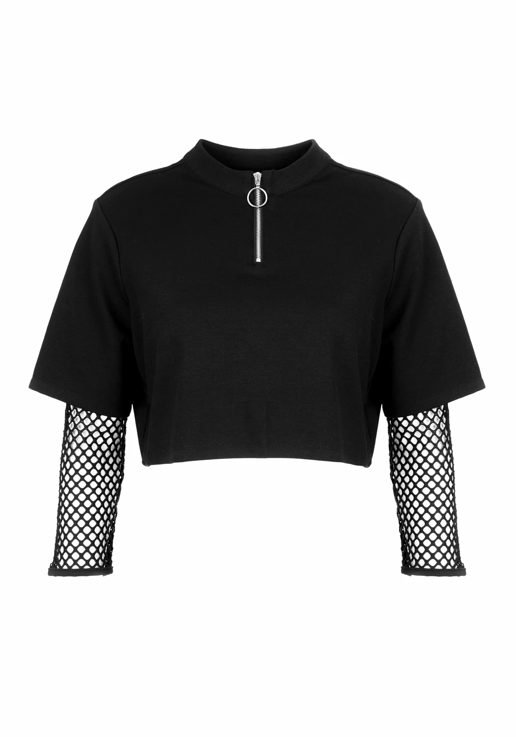 LVT1 Tops Decontrol Fishnet Sleeve Crop 7 LVT1 Tops Decontrol Fishnet Sleeve Crop