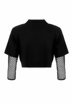 LVT1 Tops Decontrol Fishnet Sleeve Crop 17 LVT1 Tops Decontrol Fishnet Sleeve Crop