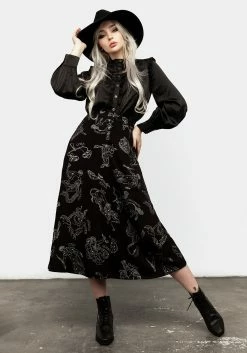 LVT1 Bottoms Zodiac Button Midi Skirt