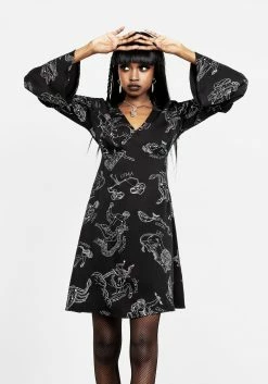 LVT1 Dresses Zodiac Flare Sleeve Mini Dress