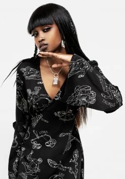 LVT1 Dresses Zodiac Flare Sleeve Mini Dress