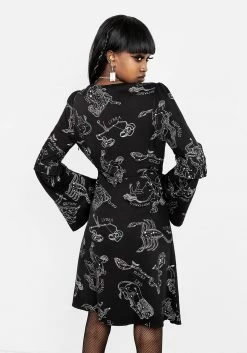 LVT1 Dresses Zodiac Flare Sleeve Mini Dress