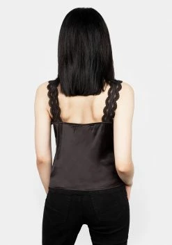 MET1 Tops SUCCUBUS SATIN LACE CAMI