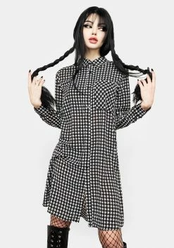 MET1 FATALE HOUNDSTOOTH SHIRT DRESS Dresses