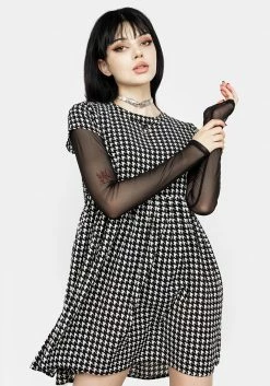 MET1 FATALE HOUNDSTOOTH SKATER DRESS Dresses