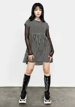 MET1 FATALE HOUNDSTOOTH SKATER DRESS Dresses