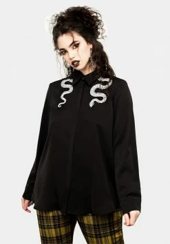 MET1 Tops Slither Embroidered Snake Shirt