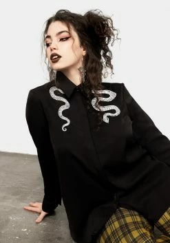 MET1 Tops Slither Embroidered Snake Shirt