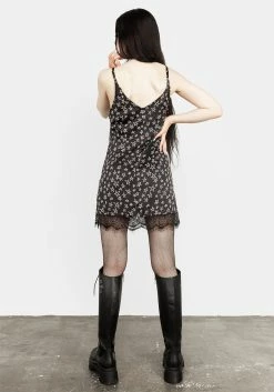 MET1 Dresses Hallow Lace Trim Slip Dress