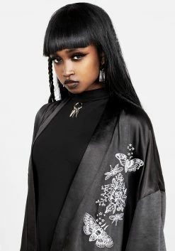 MET1 Tops Deathmoth Embroidered Kimono