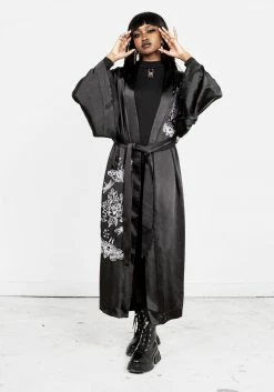 MET1 Tops Deathmoth Embroidered Kimono