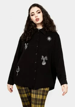 MET1 Harvest Embroidered Oversized Shirt Tops 15 MET1 Harvest Embroidered Oversized Shirt Tops