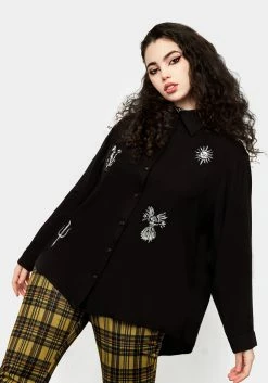 MET1 Harvest Embroidered Oversized Shirt Tops