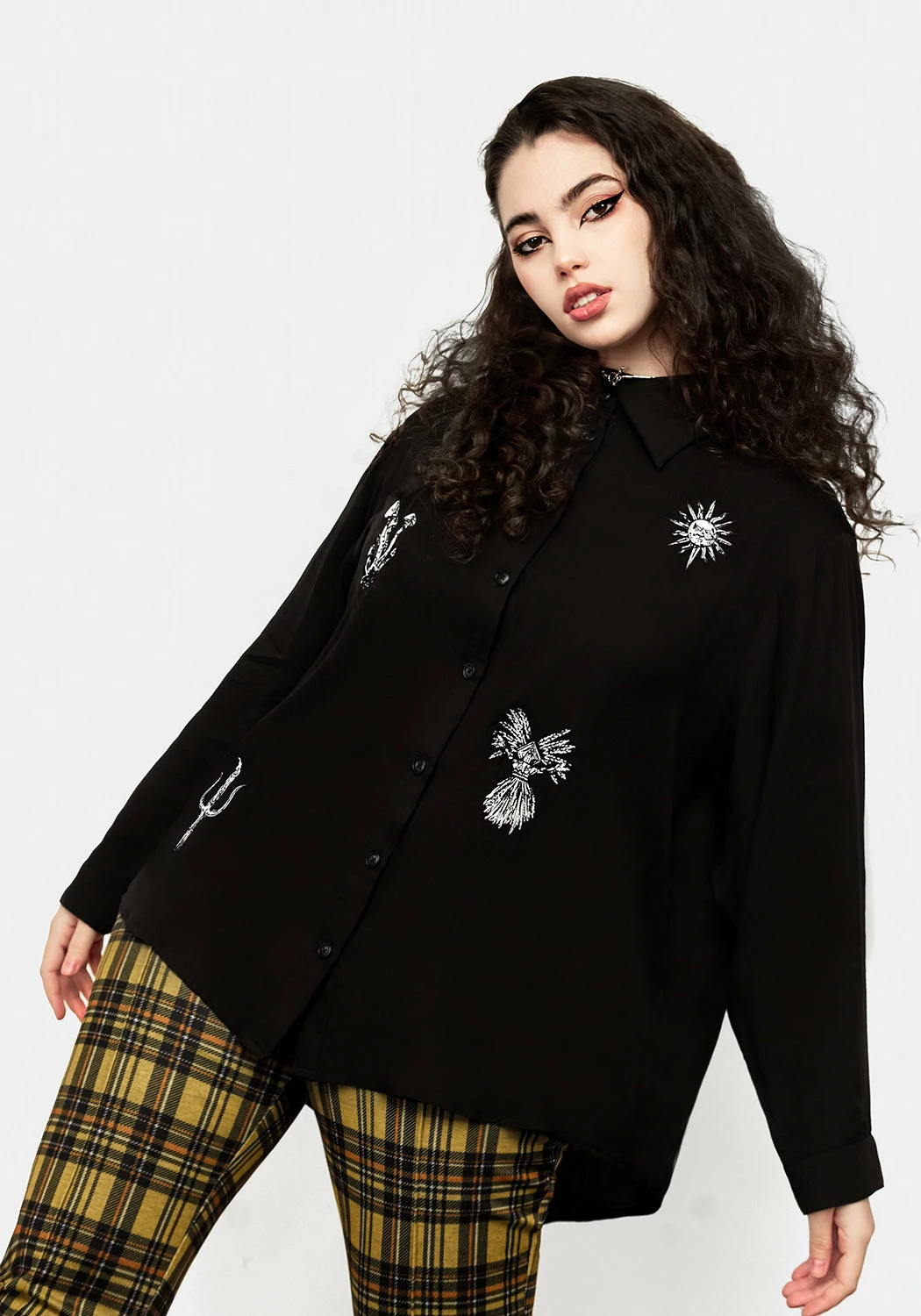 MET1 Harvest Embroidered Oversized Shirt Tops 3 MET1 Harvest Embroidered Oversized Shirt Tops