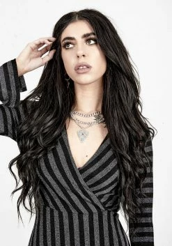 MET1 Roxy Glitter Mock Wrap Dress