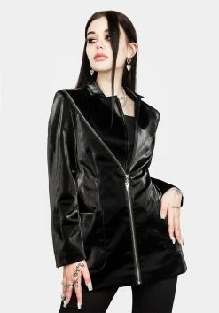 ORI1 Aureole Faux Leather Blazer Outerwear