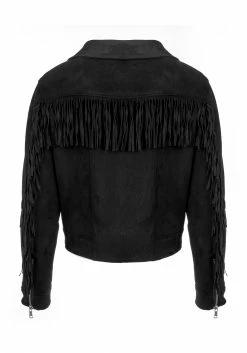 ORI1 CHERILYN FAUX LEATHER FRINGED JACKET