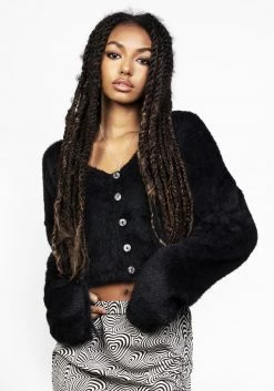 PFA1 Binx Fluffy Relaxed V-Neck Cardi