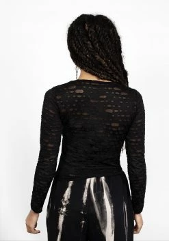 MET1 Tops DISTRESSED JERSEY LONG SLEEVE TOP