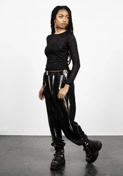 MET1 Tops DISTRESSED JERSEY LONG SLEEVE TOP