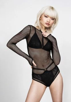 DIF1 Tops Enmeshed Bodysuit