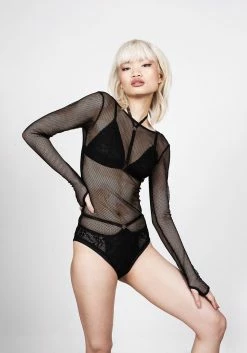 DIF1 Tops Enmeshed Bodysuit