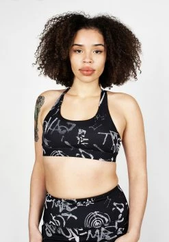 DIF1 Tops Graffiti Sports Bra